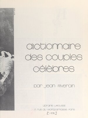 cover image of Dictionnaire des couples célèbres